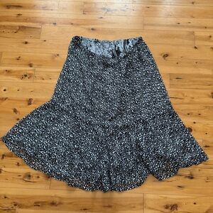Floral Black and White Reversible Midi Skirt